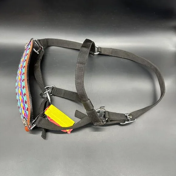 Showman Nylon Bronc Halter Aztec Western Brown Leather Teal Pink Purple Stripes - Picture 2 of 9